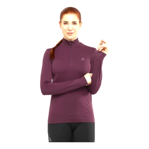 Salomon Comet Seamless Half Zip Femme Prune – Image 2